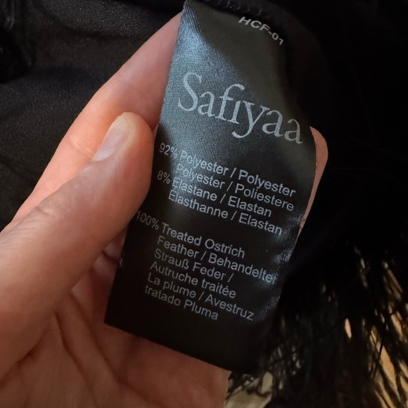 SAFIYAA Rowan Black Ostrich Feather-Trimmed Short Dress Size US 8 $1925 NWT - Picture 7 of 12